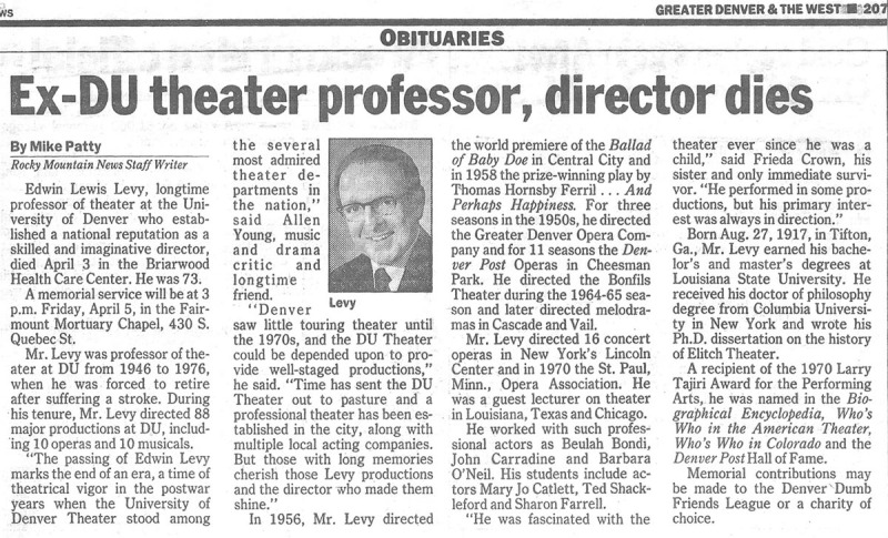 Edwin Levy Obituary