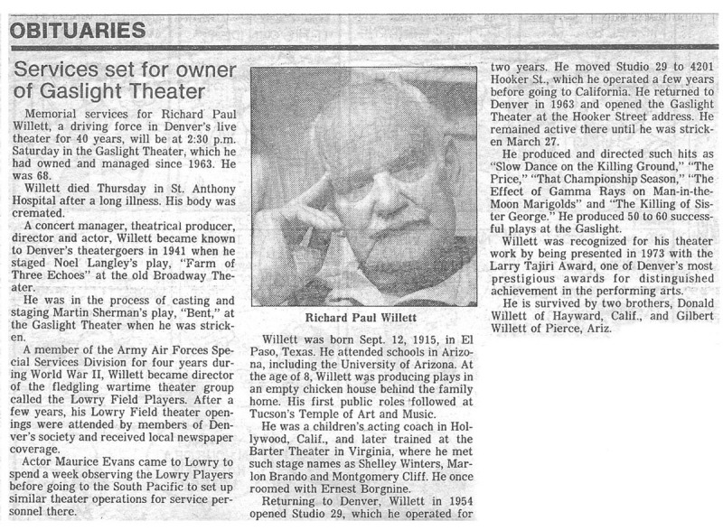 Richard "Paul" Willett Obituary