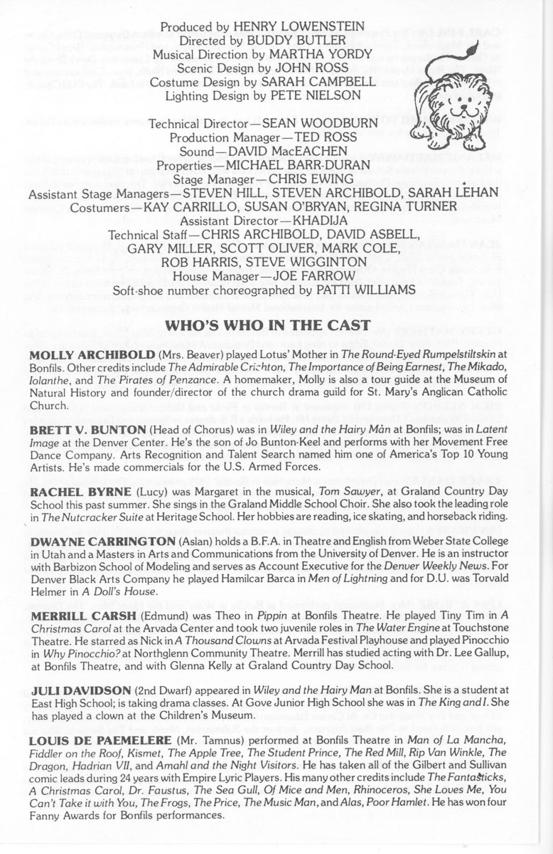 CH 1981-11-07 The Lion, The Witch, And The Wardrobe - Program p5