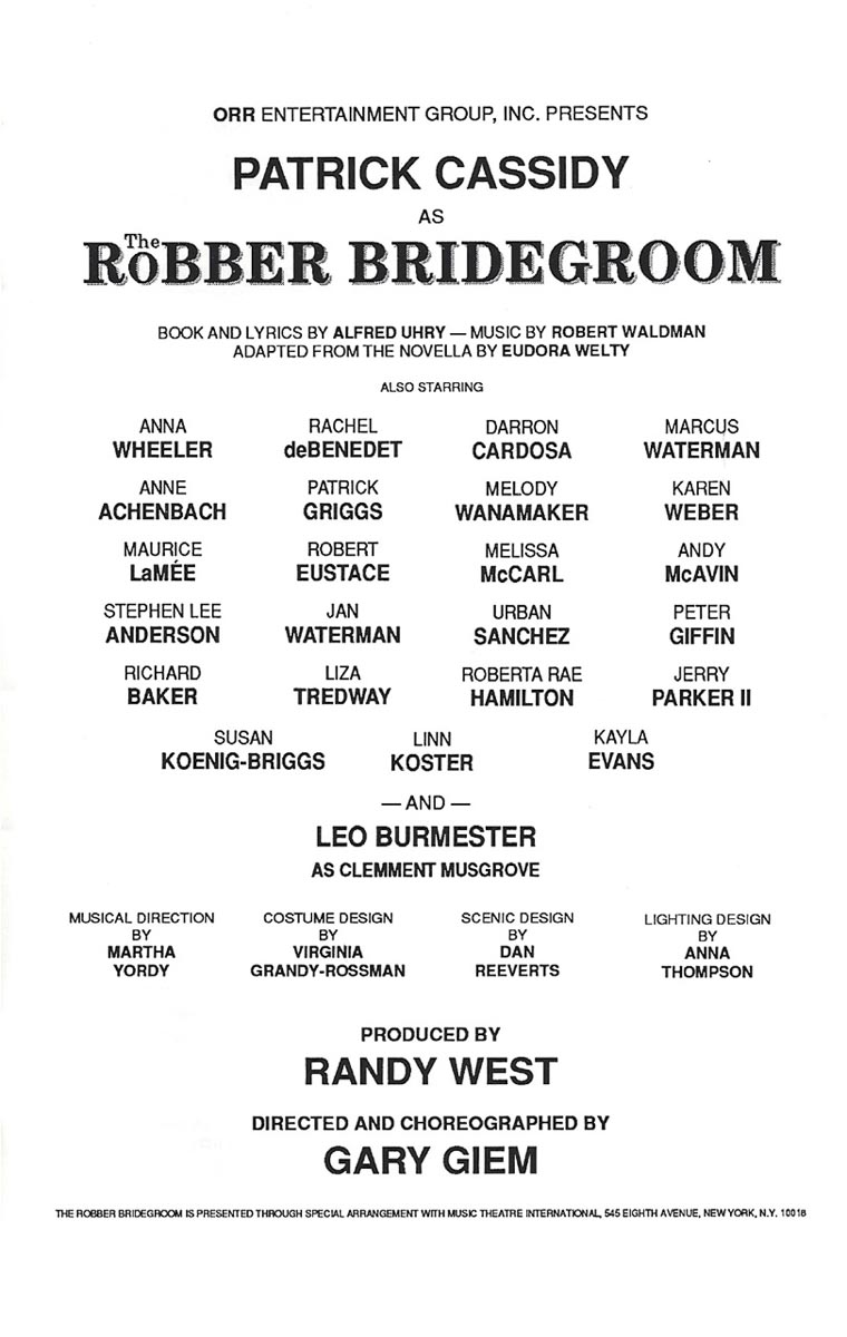 The Robber Bridegroom - Program Page